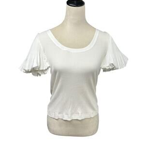 Romantic Chic Pleated‎ Flutter Sleeve Top Derek Lam 10 Crosby White S